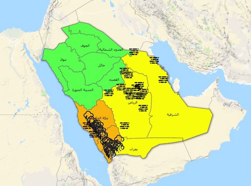 تنبيهات من رياح مصحوبة بالأتربة والغبار على عدة مناطق