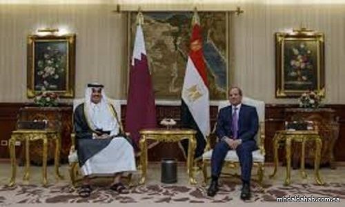 الرئيس المصري يستقبل أمير قطر