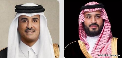 ولي العهد يبعث ببرقية شكر لأمير قطر بعد مغادرته الدوحة