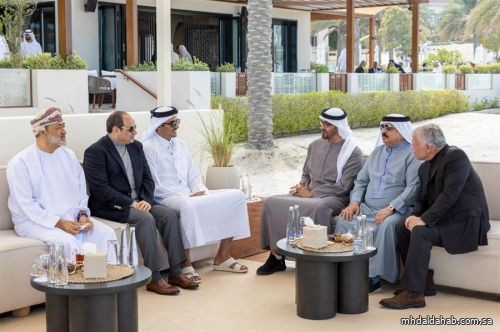 لقاء تشاوري بين قادة الإمارات وقطر وعُمان والبحرين والأردن ومصر في أبوظبي