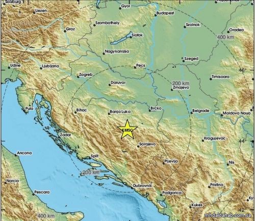 زلزال بقوة 5,5 درجات يضرب منطقة شمال غرب البلقان