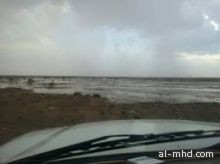 امطار غزيرة على محافظة المويه ومركز ظلم
